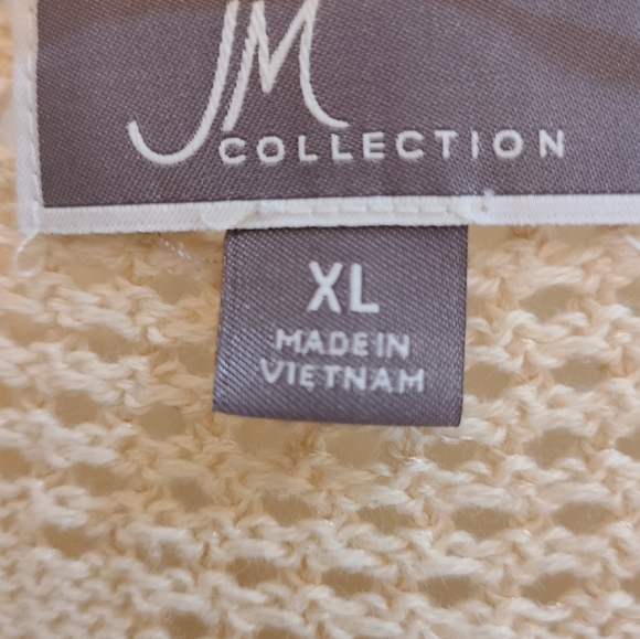 JM Collection Cream Open Front Cardigan - Picture 6 of 6
